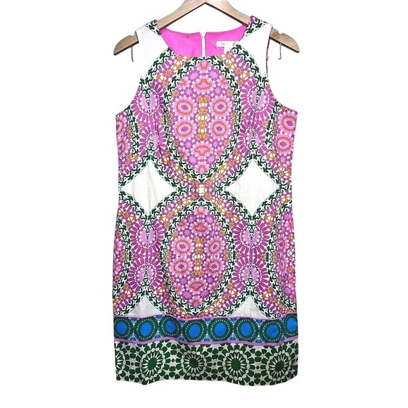 London Times Dresses & Skirts - London Times Pink White Green Patterned Mini Dress